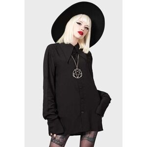 Killstar unisex paimon black collared button up shirt
